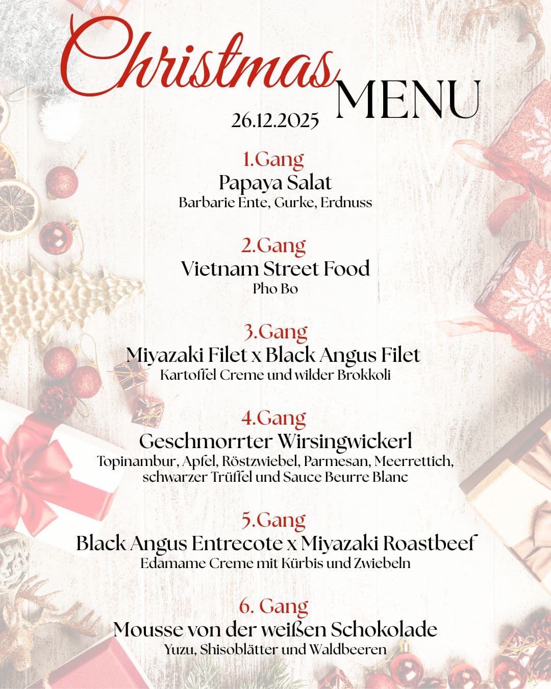 Sanji's Christmas Menu Gänge